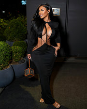 PARKER Long Sleeve Cut-out Maxi Dress
