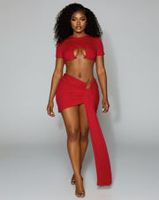 AUREN Ring Detail Crop Top & Skirt Set
