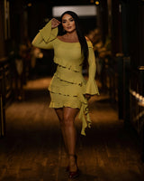 JANINE Ruffled Off Shoulder Mini Dress