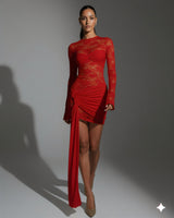 KIANA Lace Drape Mini Dress