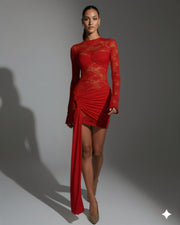 KIANA Lace Drape Mini Dress