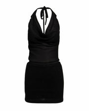 LIORAE Shimmer Draped Halter Top & Skirt Set