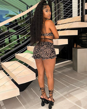 NYLA Leopard Velvet Ruffle Romper