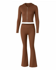 RAINY Zip-Up Hoodie and Flare Pants Set