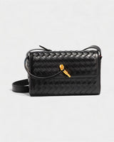 CLEO Mini Woven Gold Lock Accent Shoulder Bag