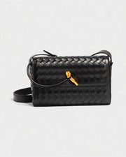 CLEO Mini Woven Gold Lock Accent Shoulder Bag