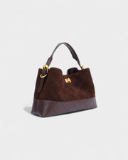 ELVIERA Quilted Faux Suede Handle Bag