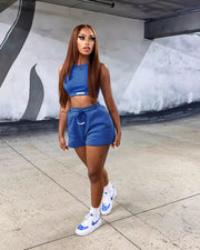 CHERRY Crop Tank & Drawstring Shorts Set
