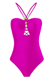 LOTTIE Beaded One-Piece Swimsuit & Tie Maxi Skirt Set