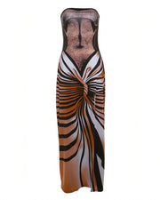 TALIA 3D Printed Tube-top Maxi Dress