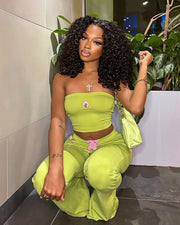 CASHLEY Bandeau Top and Flare Pants Set