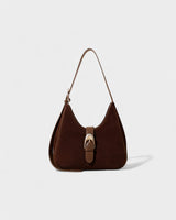 RIVARA Faux Suede Buckle Strap Shoulder Bag