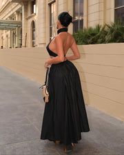 EYANE Collar Crop Top & Maxi Skirt Set