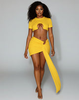 AUREN Ring Detail Crop Top & Skirt Set