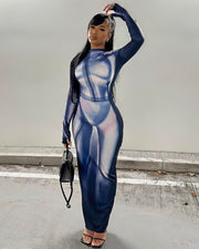 VERENA High Neck Illusion Maxi Dress