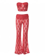 FENELLA Bandeau Corset & Lace Pants Set