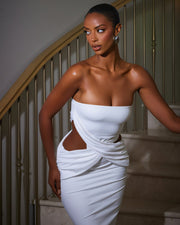 LILLIA Tube Top Slit Backless Maxi Dress