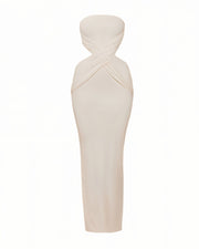 LILLIA Tube Top Slit Backless Maxi Dress