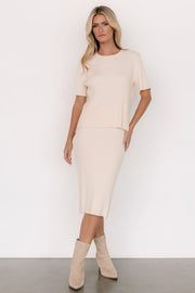 Stormi Ribbed Midi Skirt | Cream