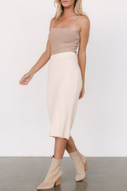 Stormi Ribbed Midi Skirt | Cream