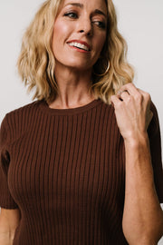 Stormi Ribbed Sweater Top | Brown