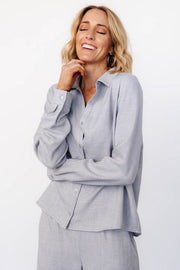 Tuscany Button Top | Blue Gray