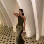 Satin Inclined Shoulder Sexy Maxi Dress photo review