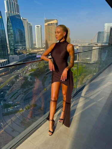 Ruched Turtleneck Bodycon Mini Dress photo review
