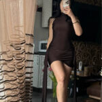 Ruched Turtleneck Bodycon Mini Dress photo review