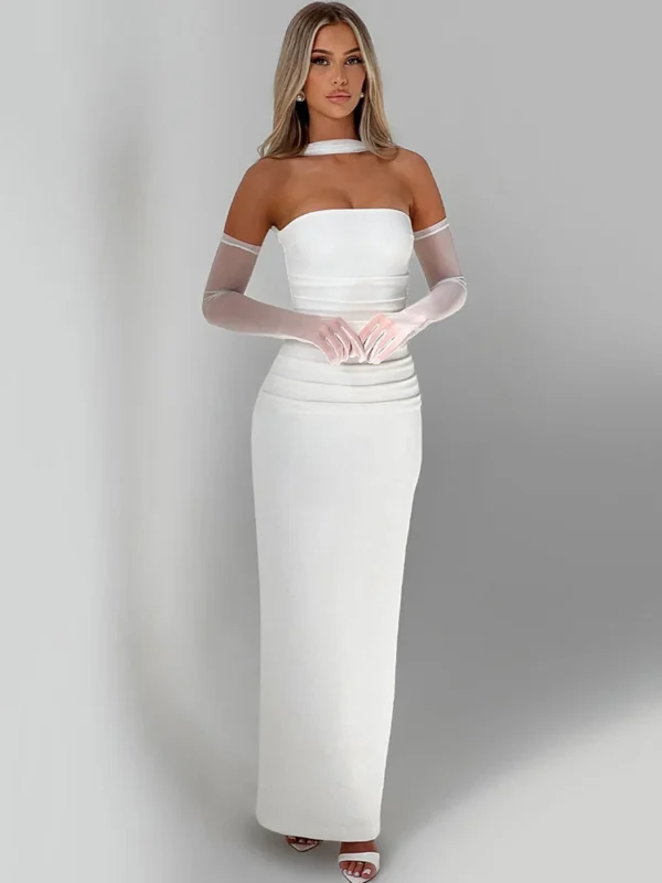 Scarf Neck Backless Bodycon Dress - Image 5