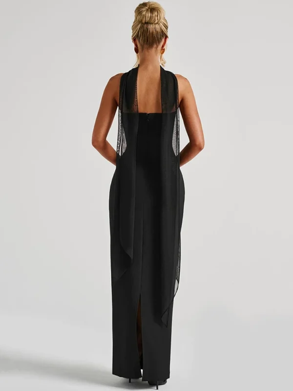 Scarf Neck Backless Bodycon Dress - Image 3