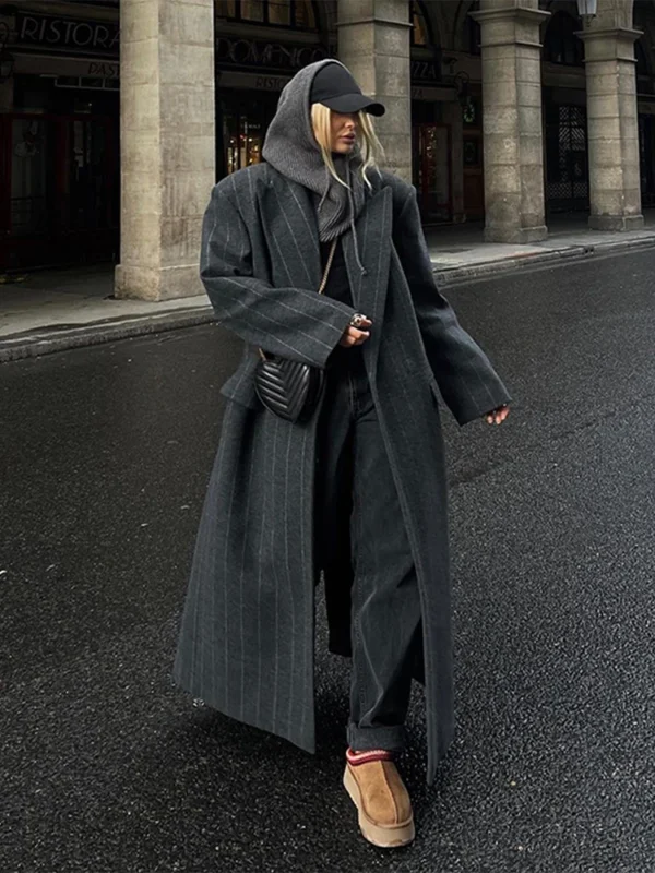 "The Maven" Dark Grey Wool Coat - Image 2