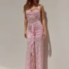 Ruched Backless Bodycon Maxi Dress