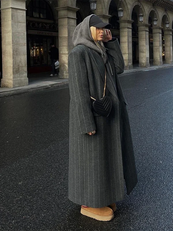 "The Maven" Dark Grey Wool Coat - Image 4