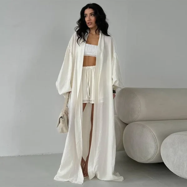 Lace-Up Shorts & Ballon Sleeve Two-Piece Suit - Image 7