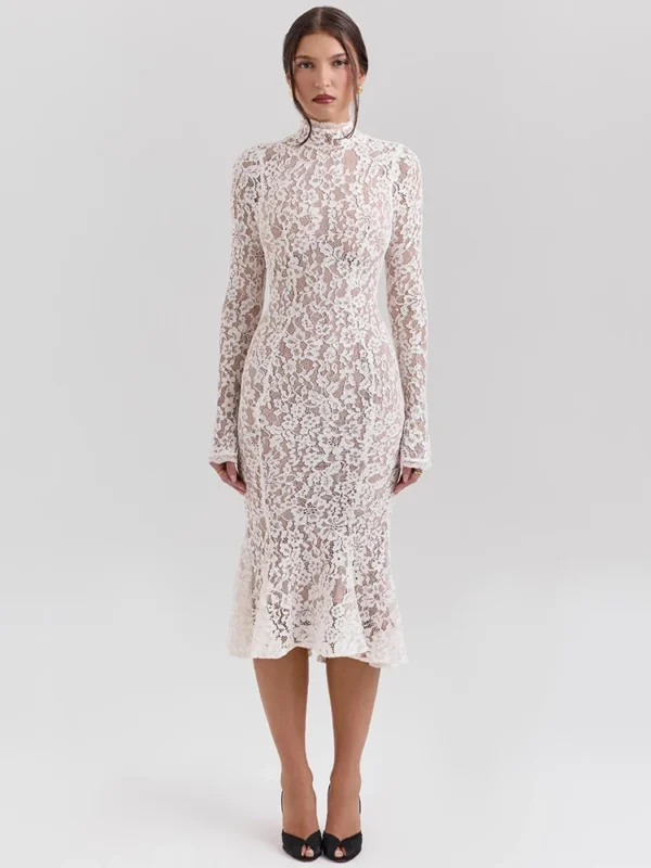 Elegant High Neck Lace Dress