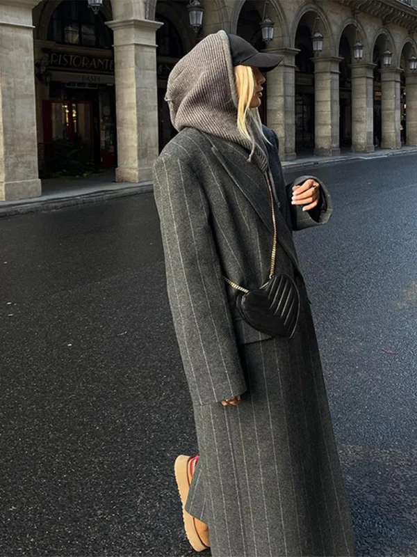 "The Maven" Dark Grey Wool Coat - Image 3