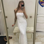 White Lace-Up Backless Maxi Dress – Sexy Summer Bodycon Gown photo review