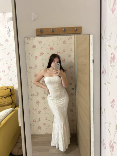 White Lace-Up Backless Maxi Dress – Sexy Summer Bodycon Gown photo review