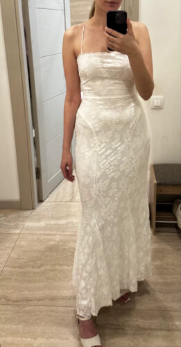 White Lace-Up Backless Maxi Dress – Sexy Summer Bodycon Gown photo review